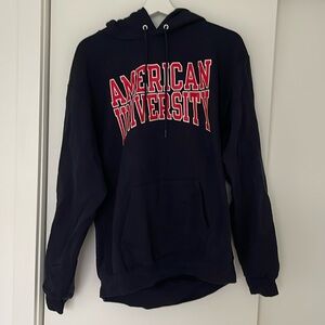 American University hoodie navy blue size L